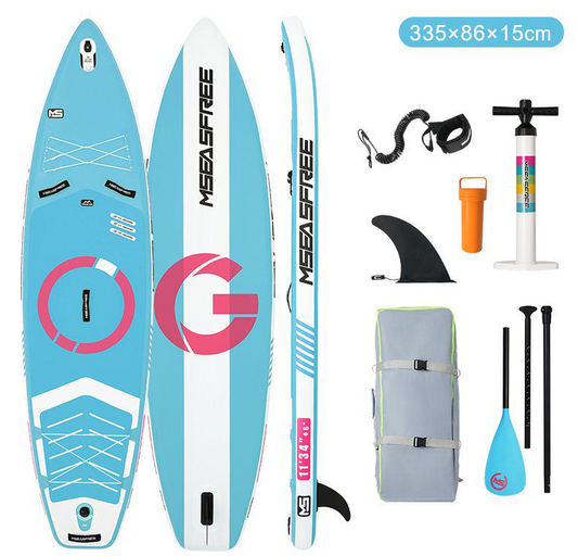 11ft Premium Inflatable Stand Up Paddle Board, Yoga Board with Durable SUP Accessories&Carry Bag Waterproof Bag, Leash | Wide Stance, Surf Control, Non-Slip Deck, Leash, Paddle and Pump for Youth & Adult