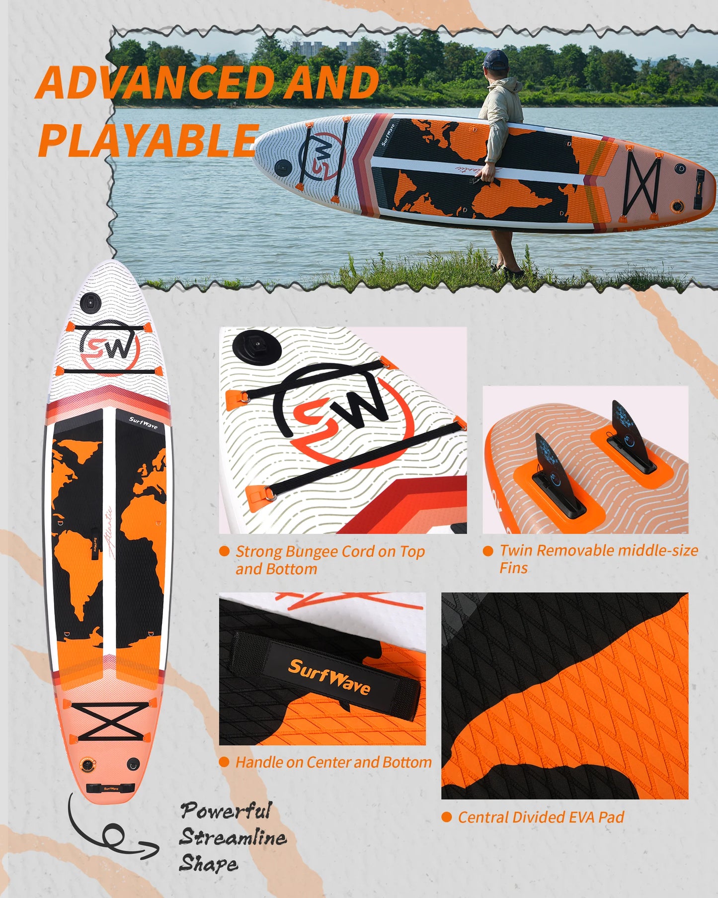 11'Inflatable Stand Up Paddle Board 11'x34"x6" With Accessories