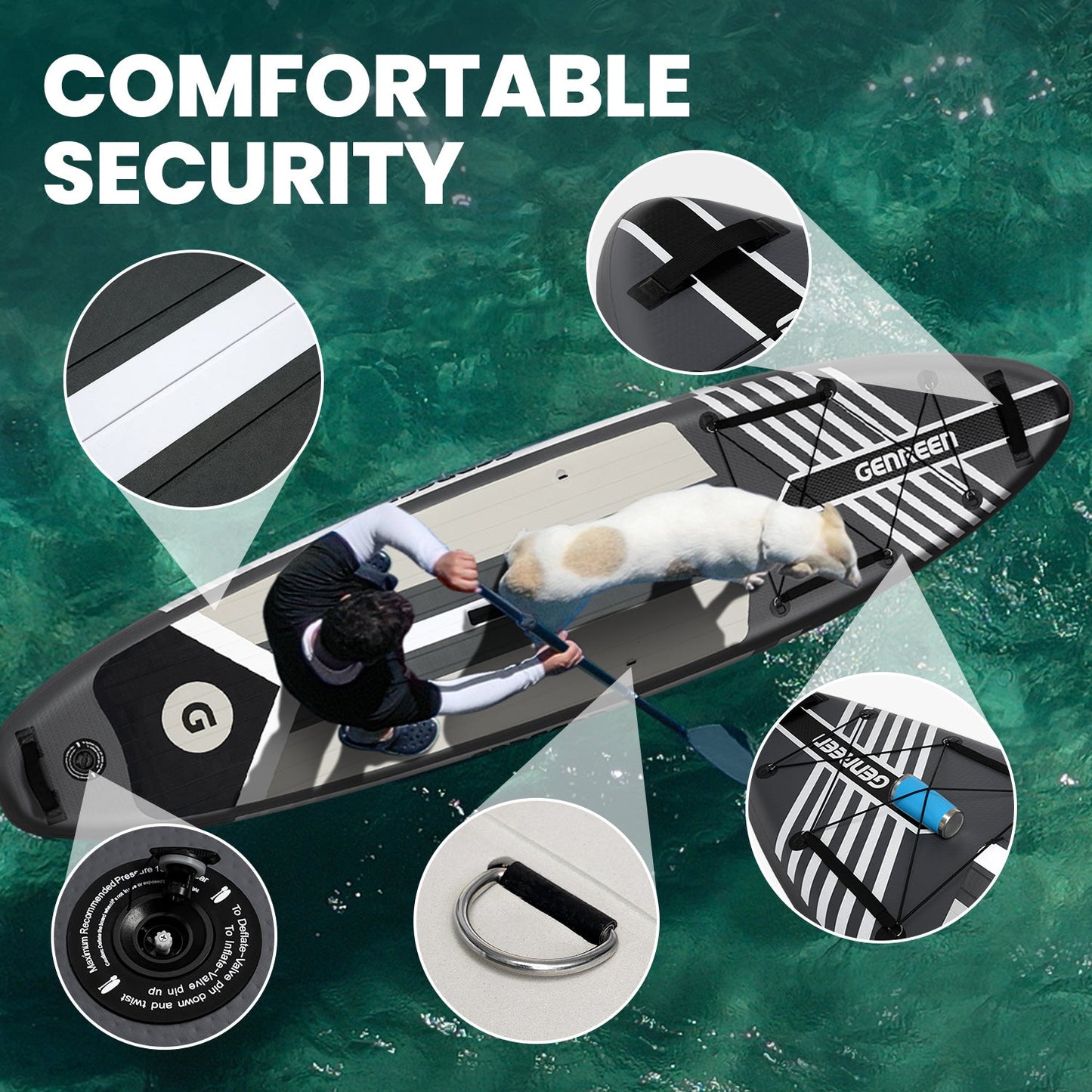 Sleek Grey Inflatable SUP Board,paddle board 10.6ft Premium inflatable stand up Paddle Board - Ultra-Light Eco-Friendly for Yoga & Travel, Includes Pro Pump & Backpack