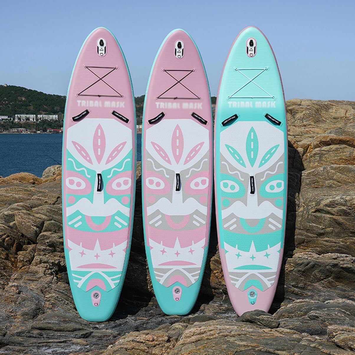 11"×34"×6" Inflatable Stand Up Paddle Board Surfing Standing Paddle Board with SUP Accessories Backpack Removable Fins Leash Paddle Hand Pump for Youth Adult