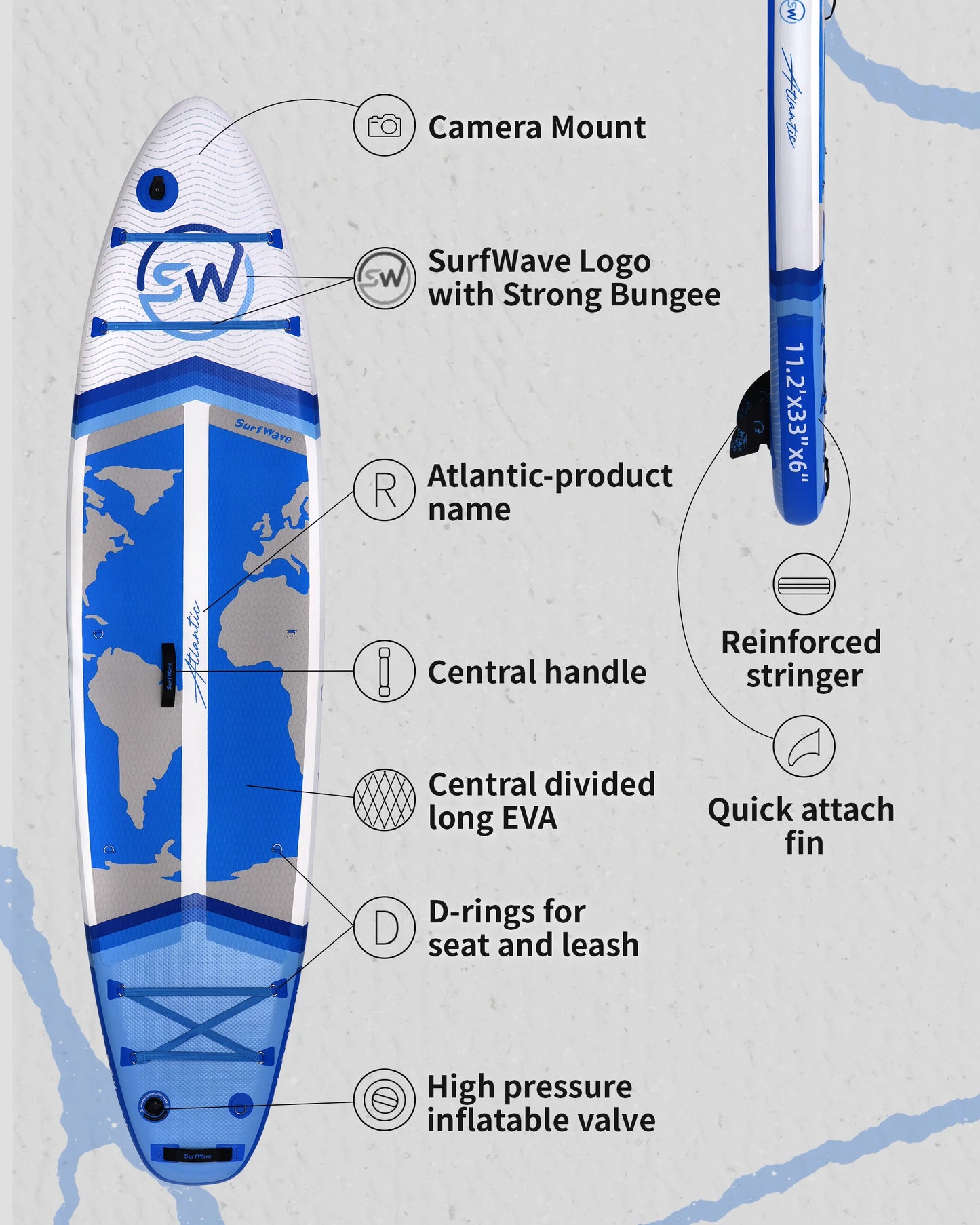 11'Inflatable Stand Up Paddle Board 11'x34"x6" With Accessories