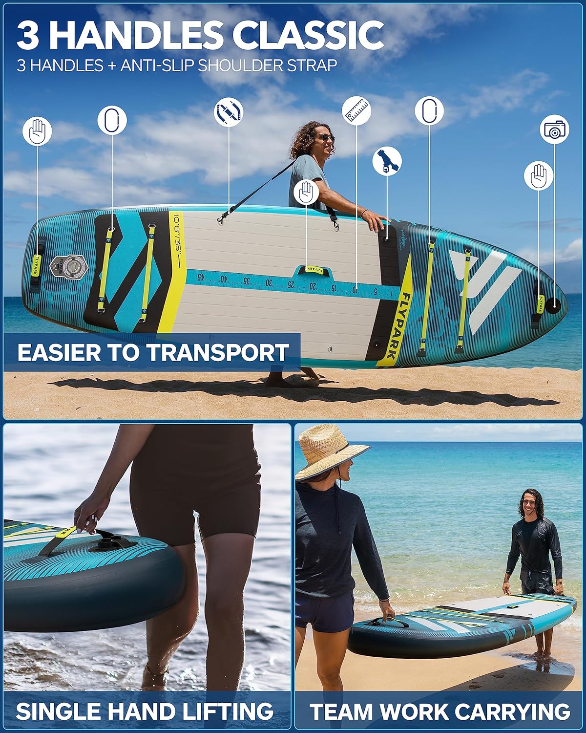 Extra Wide SUP board ,yellow line Inflatable  paddle board