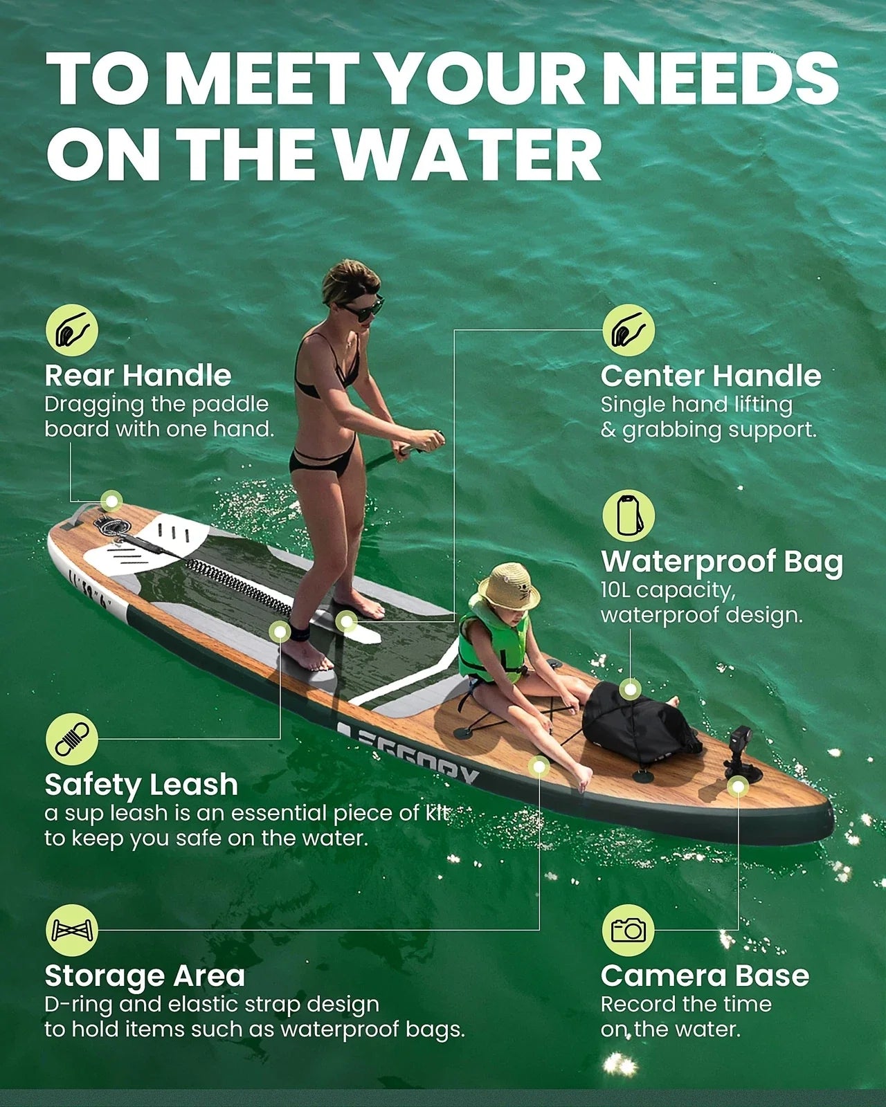 Max 200 kg SUP Board Paddle Board Thick Inflatable Stand Up Paddle SUP Board Set for Sports Rowing Backpack Spool Leash Premium SUP Board Set 335 cm Surfboard SUP Adult Paddle Board