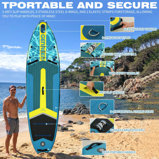 Inflatable Paddle Board 11" with Full SUP Premium Accessories
