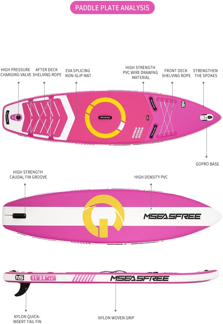 11ft Premium Inflatable Stand Up Paddle Board, red Yoga Board with Durable SUP Accessories&Carry Bag Waterproof Bag, Leash | Wide Stance, Surf Control, Non-Slip Deck, Leash, Paddle and Pump for Youth & Adult