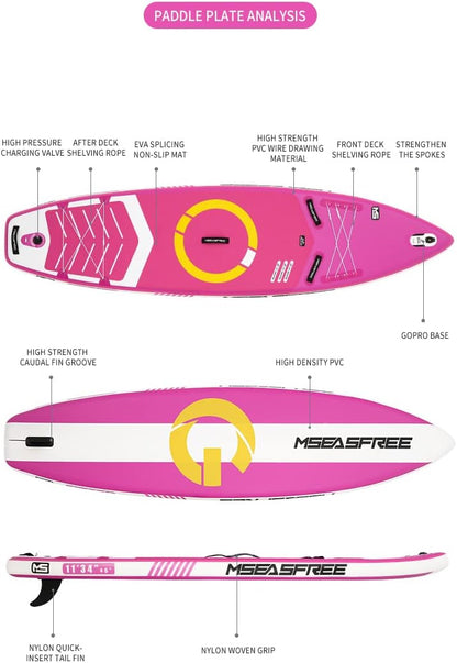 11ft Premium Inflatable Stand Up Paddle Board, red Yoga Board with Durable SUP Accessories&Carry Bag Waterproof Bag, Leash | Wide Stance, Surf Control, Non-Slip Deck, Leash, Paddle and Pump for Youth & Adult