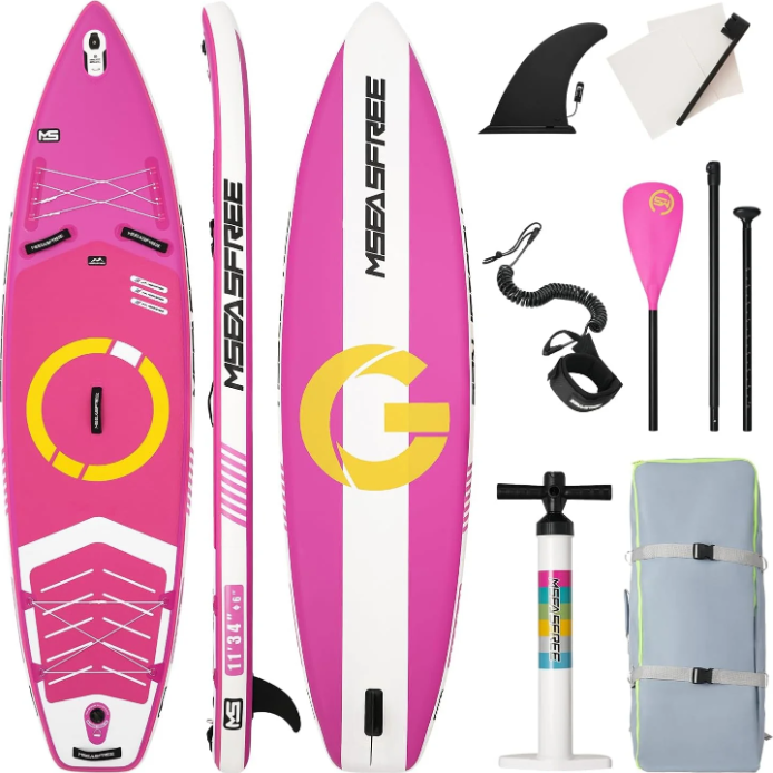 11ft Premium Inflatable Stand Up Paddle Board, red Yoga Board with Durable SUP Accessories&Carry Bag Waterproof Bag, Leash | Wide Stance, Surf Control, Non-Slip Deck, Leash, Paddle and Pump for Youth & Adult