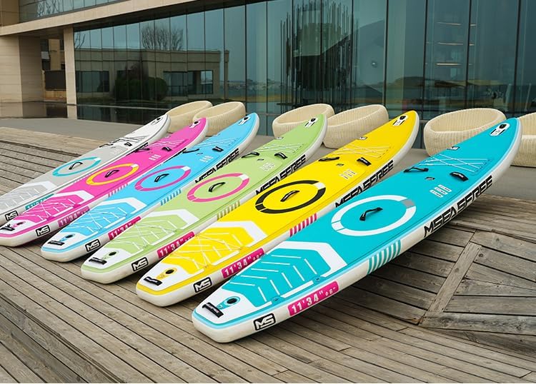 11ft Premium Inflatable Stand Up Paddle Board, yellow Yoga Board with Durable SUP Accessories&Carry Bag Waterproof Bag, Leash | Wide Stance, Surf Control, Non-Slip Deck, Leash, Paddle and Pump for Youth & Adult