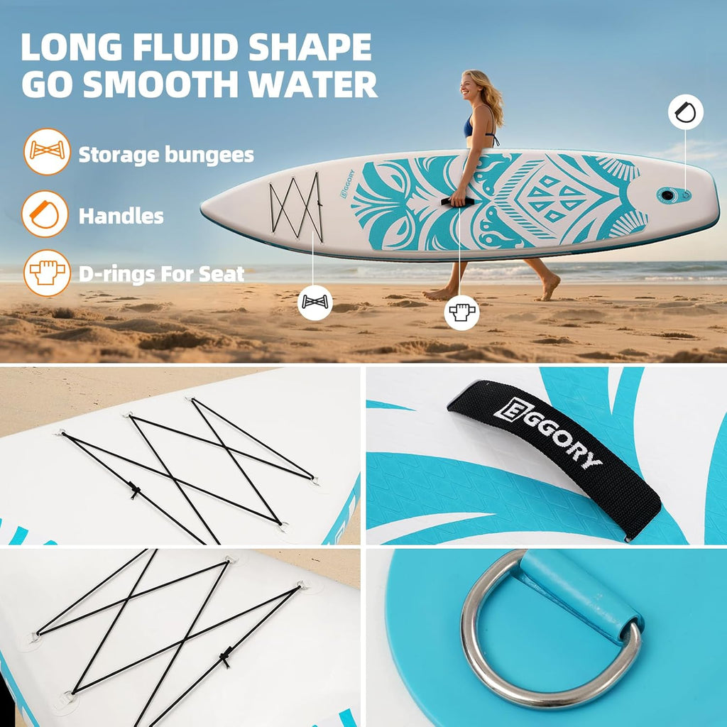 Inflatable Paddle Board,Stand Up Paddle Board Set, Extra Wide SUP Board with Removable Fin, Floating Paddle, Hand Pump, Waterproof Phone Pouch,Traveling Board