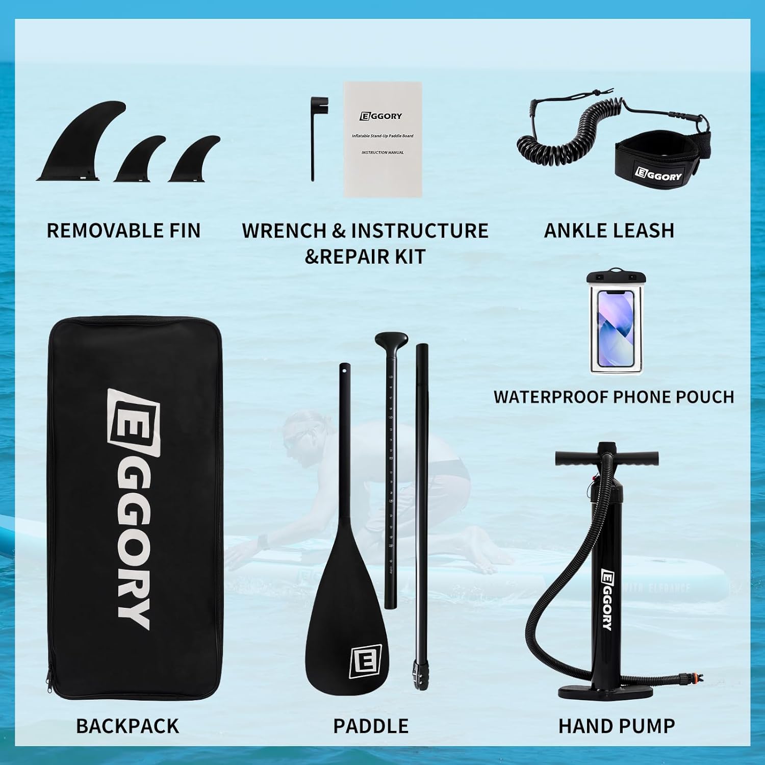 Inflatable Paddle Board,Stand Up Paddle Board Set, Extra Wide SUP Board with Removable Fin, Floating Paddle, Hand Pump, Waterproof Phone Pouch,Traveling Board