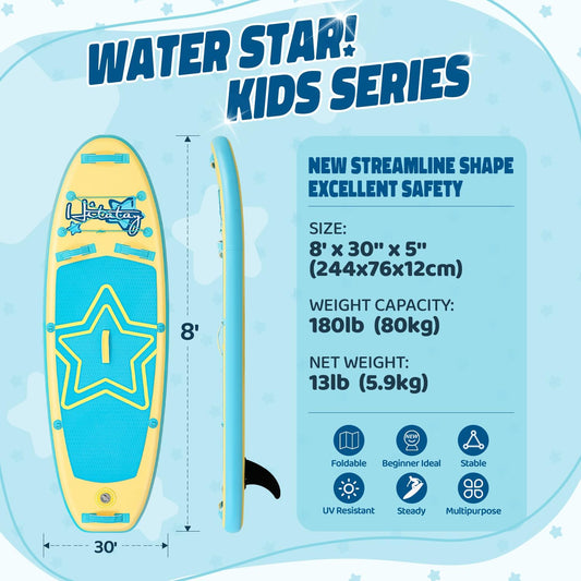 Kids Paddle Board with SUP Accessories, Child Paddle Board Durable, Lightweight, Stable Design, Wide Non-Slip Deck, 8ft  Inflatable Paddle Boards for Kids & Youth