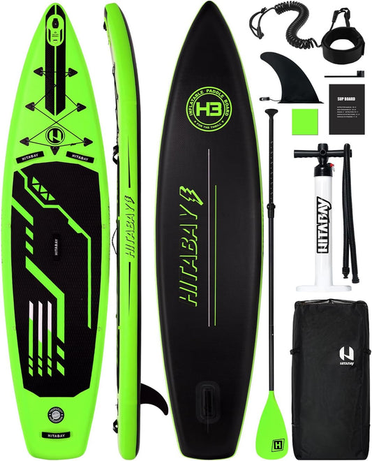 Inflatable Stand Up Paddle Board with Premium SUP Accessories & Camera Mount, Inflatable Ultra-Light (17.3lbs) Paddle Board for Adults & Youth of All Skill Levels, 11' Inflatable SUP Board
