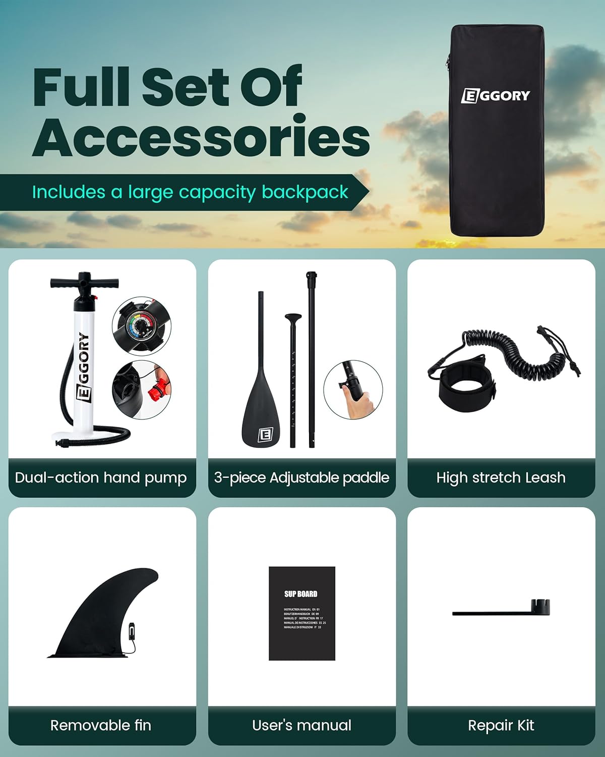 Stand Up Paddle Board Set, Inflatable Paddle Board,Extra Wide SUP Board with Removable Fin, Floating Paddle, Hand Pump, Waterproof Phone Pouch,Traveling Board