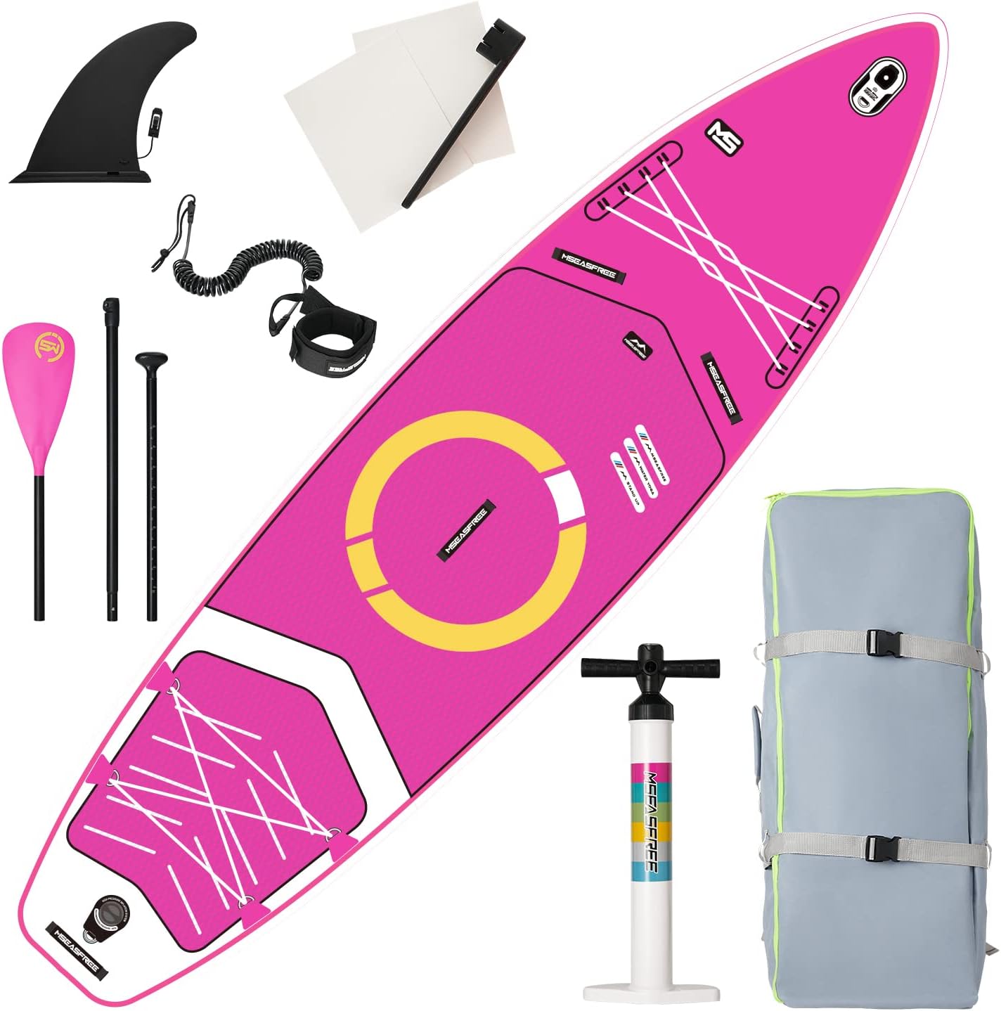 11ft Premium Inflatable Stand Up Paddle Board, red Yoga Board with Durable SUP Accessories&Carry Bag Waterproof Bag, Leash | Wide Stance, Surf Control, Non-Slip Deck, Leash, Paddle and Pump for Youth & Adult