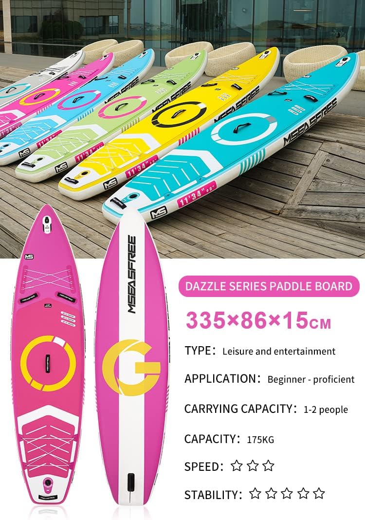 11ft Premium Inflatable Stand Up Paddle Board, red Yoga Board with Durable SUP Accessories&Carry Bag Waterproof Bag, Leash | Wide Stance, Surf Control, Non-Slip Deck, Leash, Paddle and Pump for Youth & Adult
