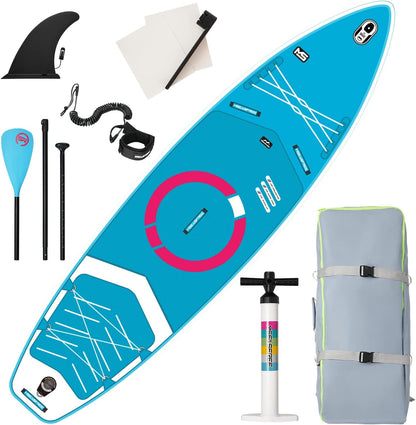 11ft Premium Inflatable Stand Up Paddle Board, yellow Yoga Board with Durable SUP Accessories&Carry Bag Waterproof Bag, Leash | Wide Stance, Surf Control, Non-Slip Deck, Leash, Paddle and Pump for Youth & Adult