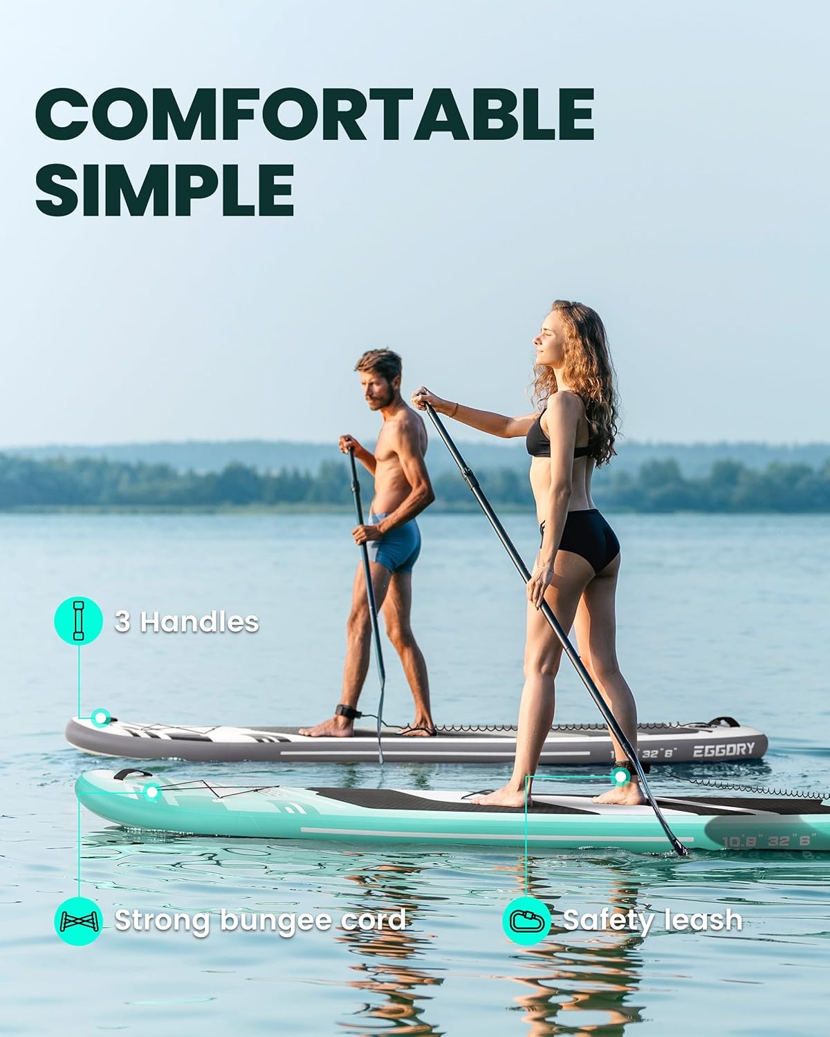 Stand Up Paddle Board Set, Inflatable Paddle Board,Extra Wide SUP Board with Removable Fin, Floating Paddle, Hand Pump, Waterproof Phone Pouch,Traveling Board