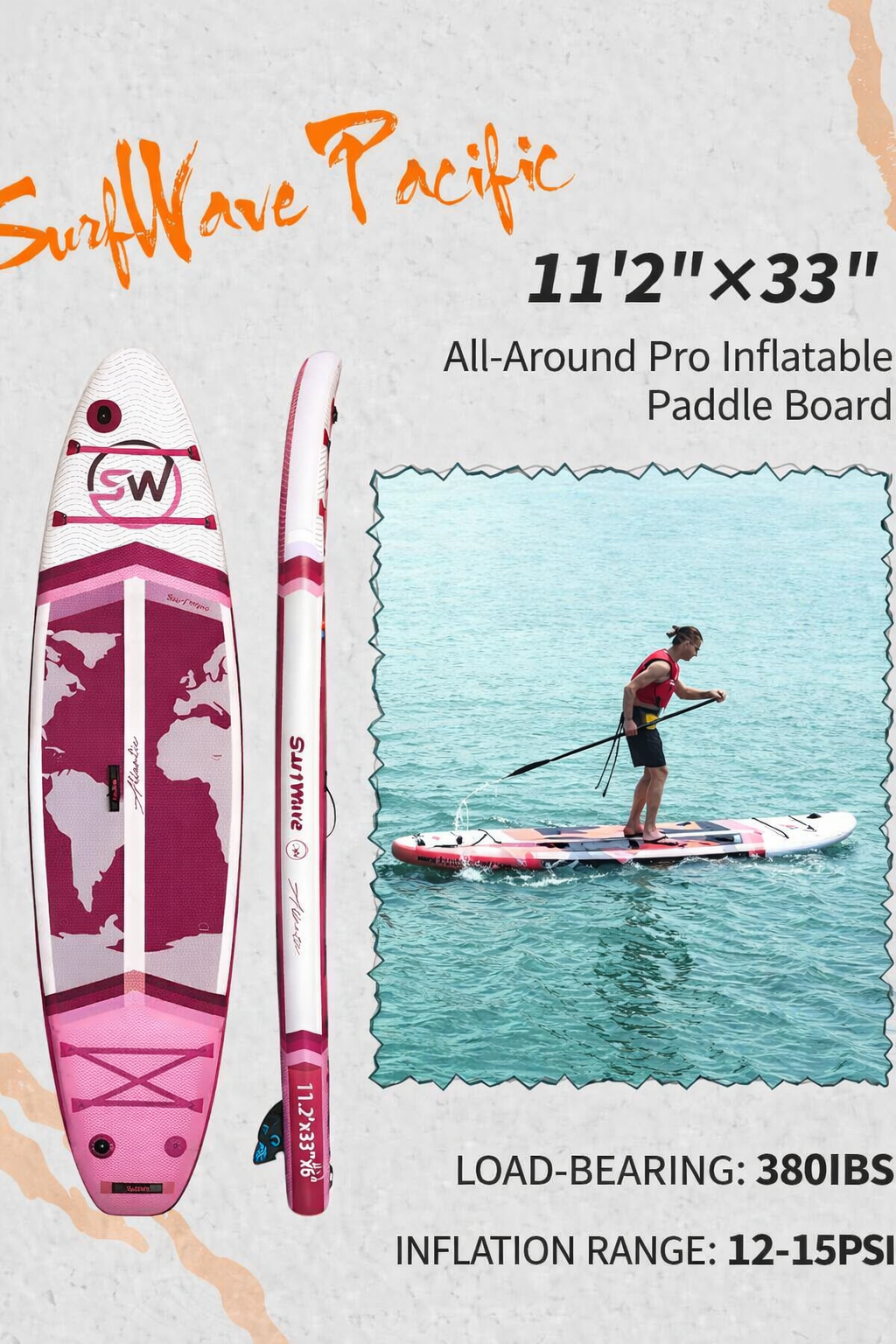 11ft Inflatable Stand Up Paddle Board (SUP) – All-Around Paddle Board with Carbon Paddle & Pump, Military-Grade PVC, Non-Slip Deck for Surfing, Fishing, Yoga & Beginners