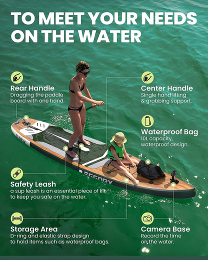 Max 200 kg SUP Board Paddle Board Thick Inflatable Stand Up Paddle SUP Board Set for Sports Rowing Backpack Spool Leash Premium SUP Board Set 335 cm Surfboard SUP Adult Paddle Board