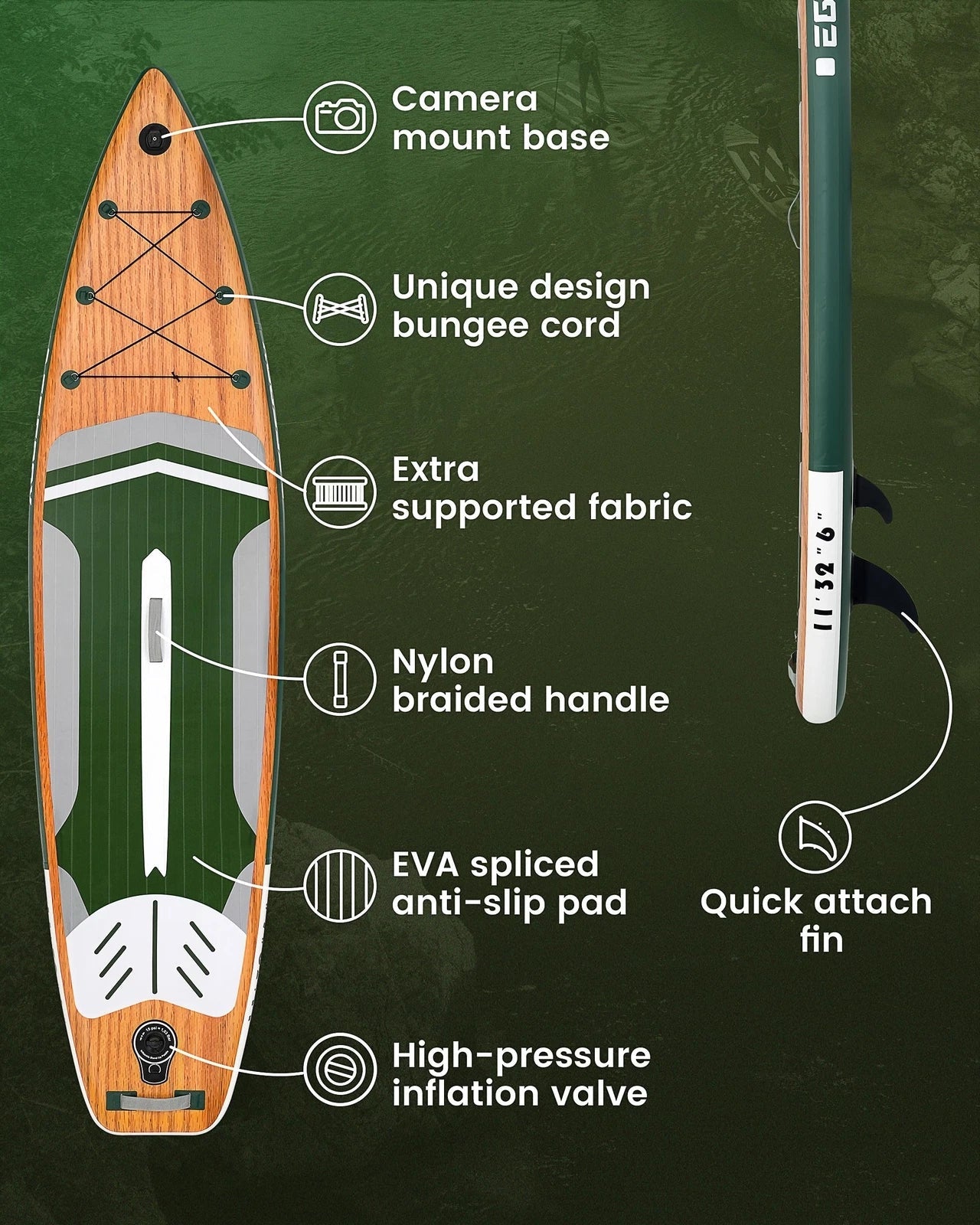 Max 200 kg SUP Board Paddle Board Thick Inflatable Stand Up Paddle SUP Board Set for Sports Rowing Backpack Spool Leash Premium SUP Board Set 335 cm Surfboard SUP Adult Paddle Board